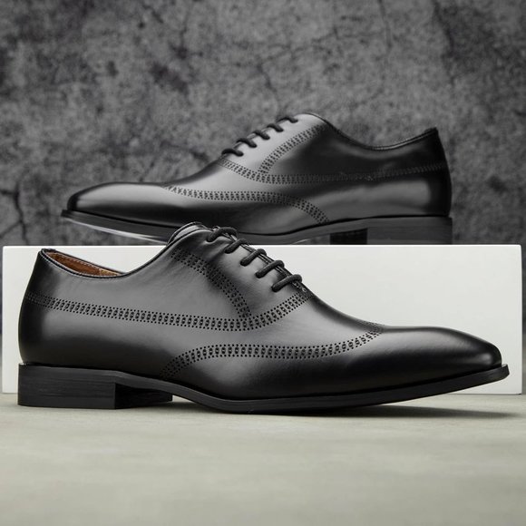 Men\'s Black Oxfords Luxury Business Casual Shoes Men\'s Lace-up Fashion Shoes